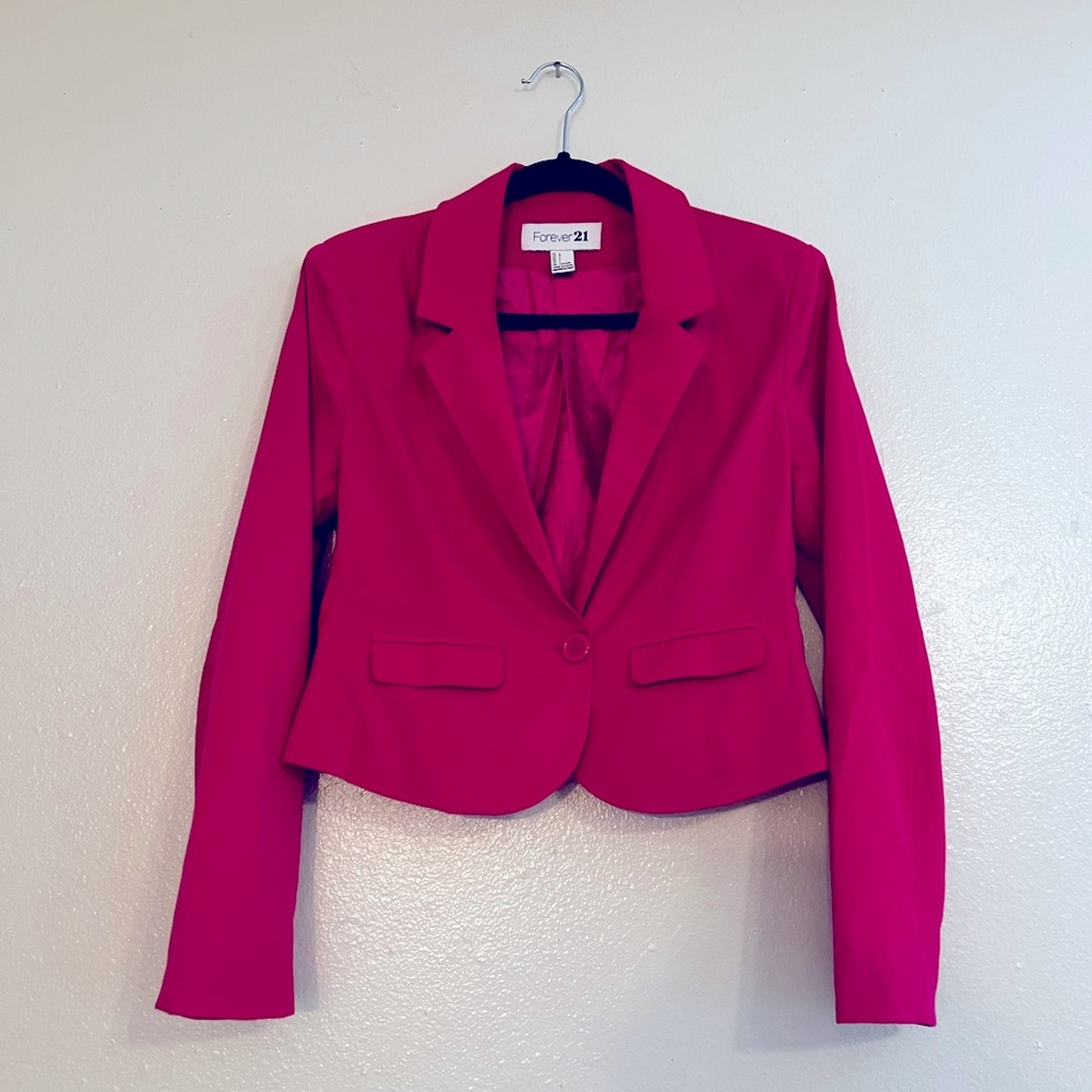 Forever 21 Fuchsia/Hot Pink Blazer Size Large